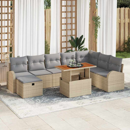 Havesofa Sæt 9 stk. Beige polyrattan