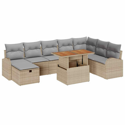 Havesofa Sæt 9 stk. Beige polyrattan