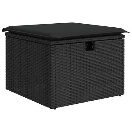 Havesofa Sæt 9 pcs Sort polyrattan