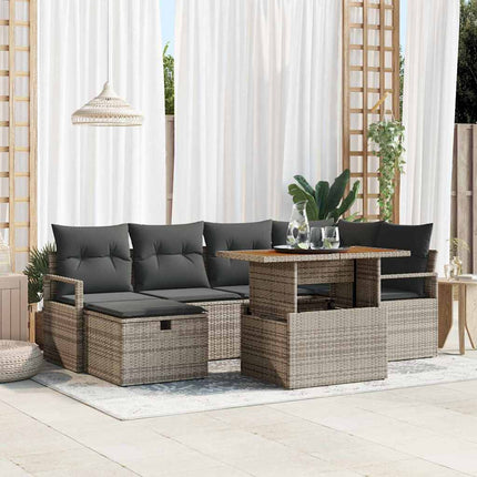 Havesofa Sæt 7 stk. Grå polyrattan