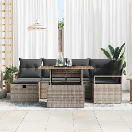 Havesofa Sæt 7 stk. Grå polyrattan