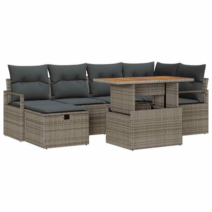 Havesofa Sæt 7 stk. Grå polyrattan