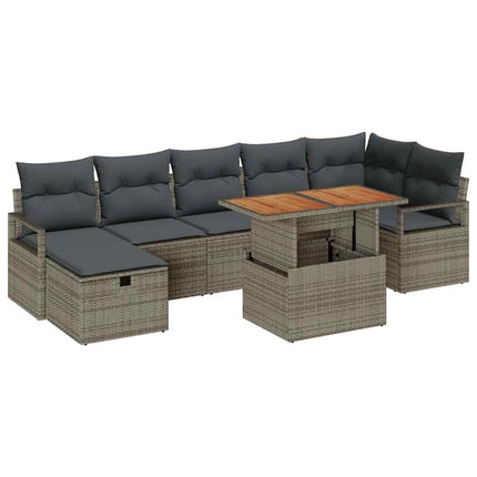Havesofa Sæt 8 stk. Grå polyrattan