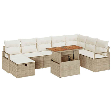 Havesofa Sæt 9 stk. Beige polyrattan