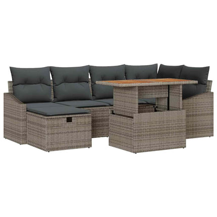 Havesofa Sæt 7 stk. Grå polyrattan