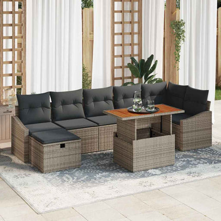 Havesofa Sæt 8 stk. Grå polyrattan