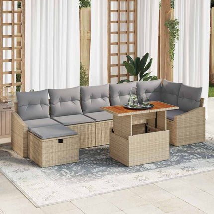 Havesofa Sæt 8 stk. Beige polyrattan