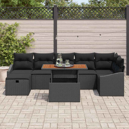 Havesofa Sæt 8 stk. Sort polyrattan