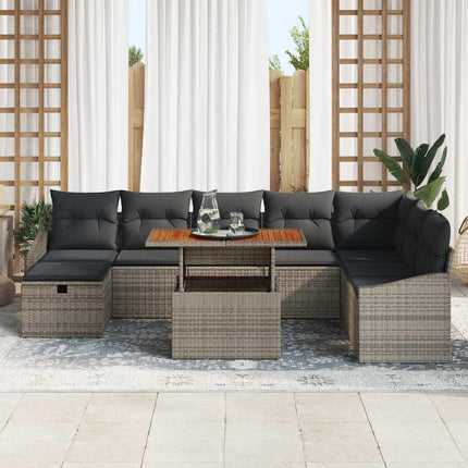 Havesofa Sæt 9 stk. Grå polyrattan