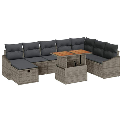 Havesofa Sæt 9 stk. Grå polyrattan