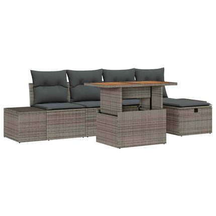 Havesofa Sæt 6 stk. Grå polyrattan