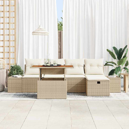 Havesofa Sæt 6 stk. Beige polyrattan