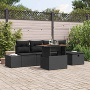 Havesofa Sæt 6 pcs Sort polyrattan