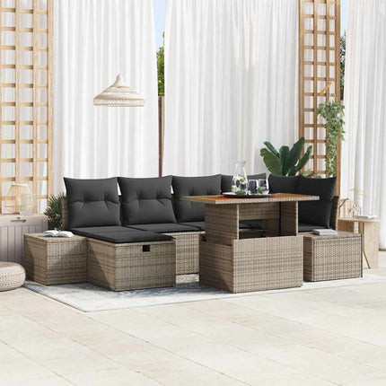 Havesofa Sæt 7 stk. Grå polyrattan