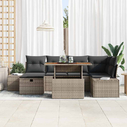 Havesofa Sæt 7 stk. Grå polyrattan