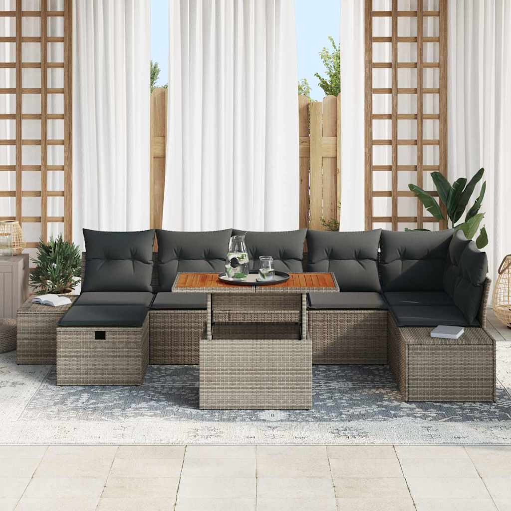Havesofa Sæt 8 pcs Grå polyrattan