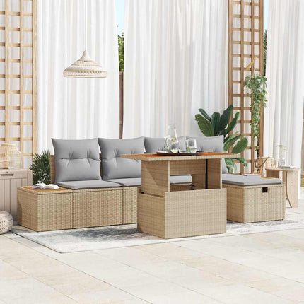 Havesofa Sæt 6 stk. Beige polyrattan