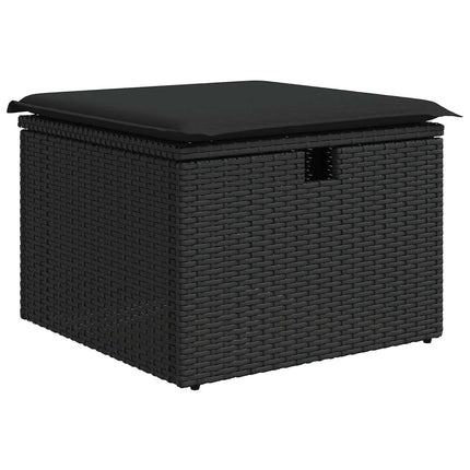Havesofa Sæt 7 pcs Sort polyrattan