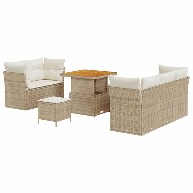Havesofa Sæt 8 stk. Beige polyrattan