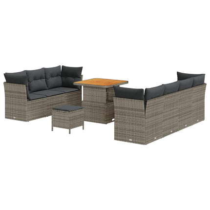Havesofa Sæt 10 pcs Grå polyrattan
