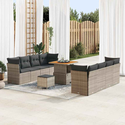 Havesofa Sæt 11 pcs Grå polyrattan