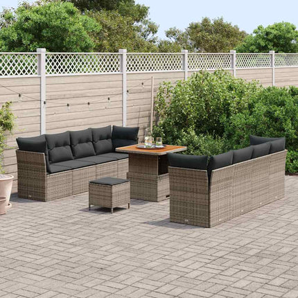 Havesofa Sæt 11 pcs Grå polyrattan
