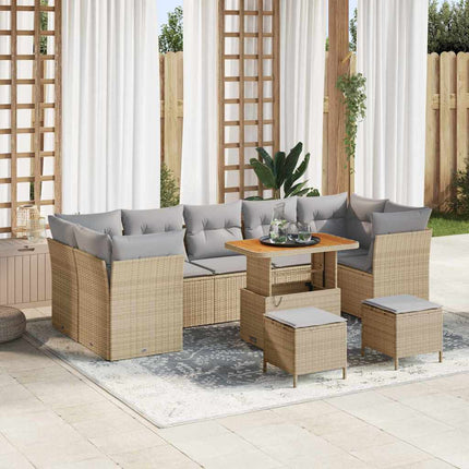 Havesofa Sæt 10 pcs Beige polyrattan
