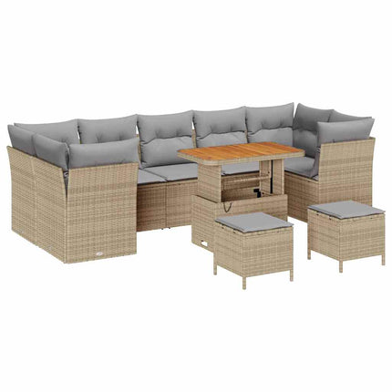 Havesofa Sæt 10 pcs Beige polyrattan