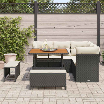 Havesofa Sæt 8 stk. Sort polyrattan