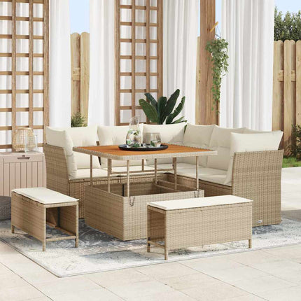 Havesofa Sæt 8 pcs Beige polyrattan