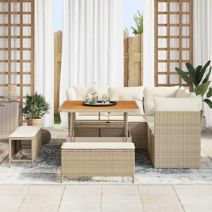 Havesofa Sæt 8 pcs Beige polyrattan