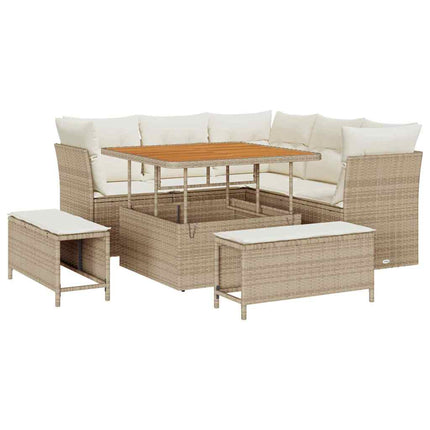 Havesofa Sæt 8 pcs Beige polyrattan