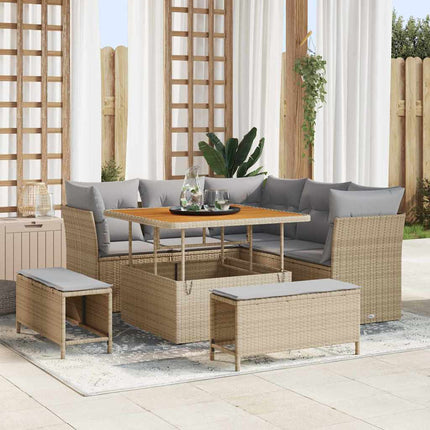 Havesofa Sæt 8 pcs Beige polyrattan