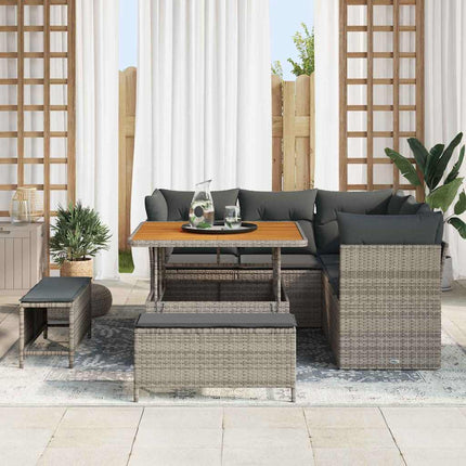 Havesofa Sæt 8 pcs Grå polyrattan