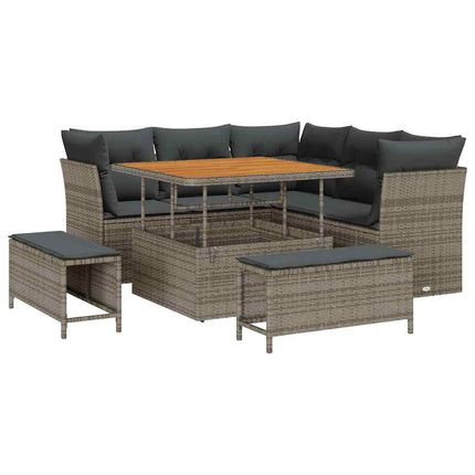 Havesofa Sæt 8 pcs Grå polyrattan