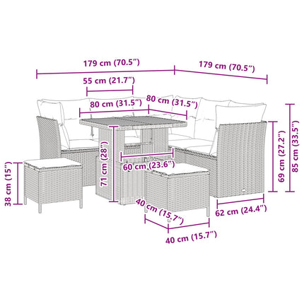 Havesofa Sæt 8 pcs Sort polyrattan