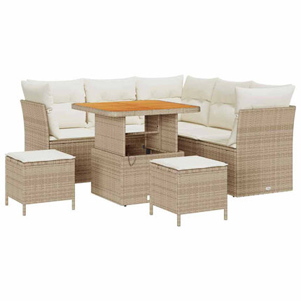 Havesofa Sæt 8 pcs Beige polyrattan