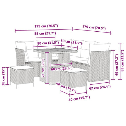 Havesofa Sæt 8 pcs Beige polyrattan