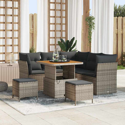 Havesofa Sæt 8 pcs Grå polyrattan