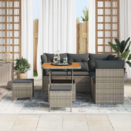 Havesofa Sæt 8 pcs Grå polyrattan