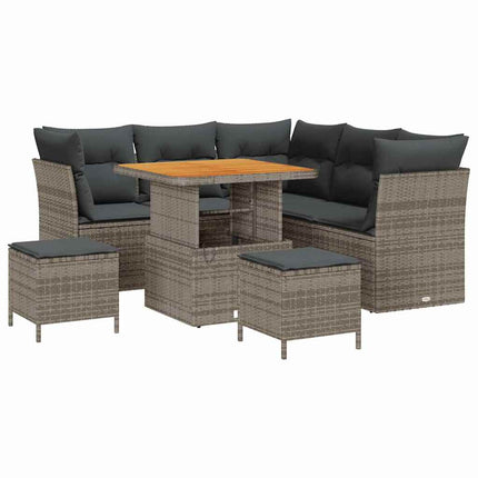 Havesofa Sæt 8 pcs Grå polyrattan