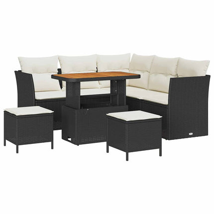 Havesofa Sæt 8 stk. Sort polyrattan