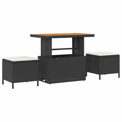Havesofa Sæt 8 stk. Sort polyrattan