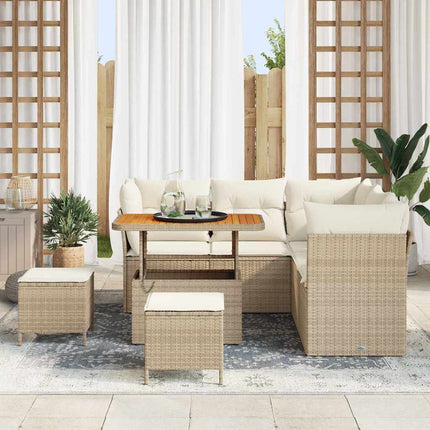 Havesofa Sæt 8 pcs Beige polyrattan