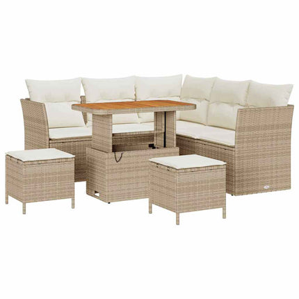 Havesofa Sæt 8 pcs Beige polyrattan
