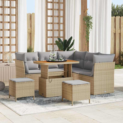 Havesofa Sæt 8 pcs Beige polyrattan