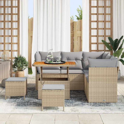 Havesofa Sæt 8 pcs Beige polyrattan
