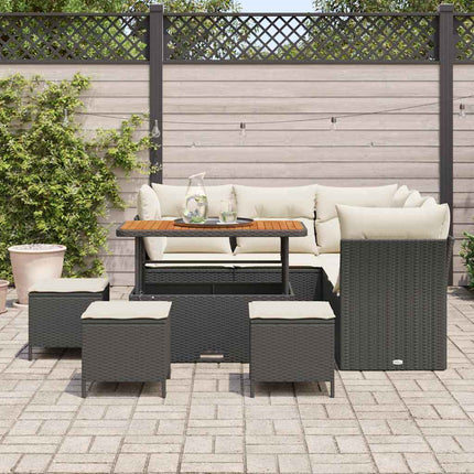 Havesofa Sæt 9 stk. Sort polyrattan
