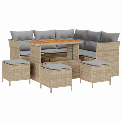 Havesofa Sæt 9 pcs Beige polyrattan