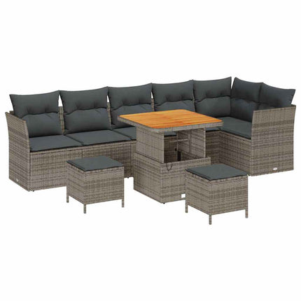 Havesofa Sæt 9 pcs Grå polyrattan